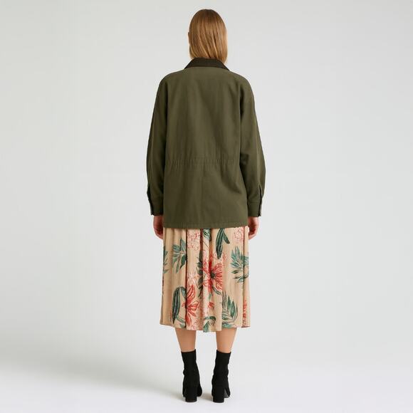 A507 • Olive Utility Field Jacket With Corduroy Collar - Picture 2 of 2